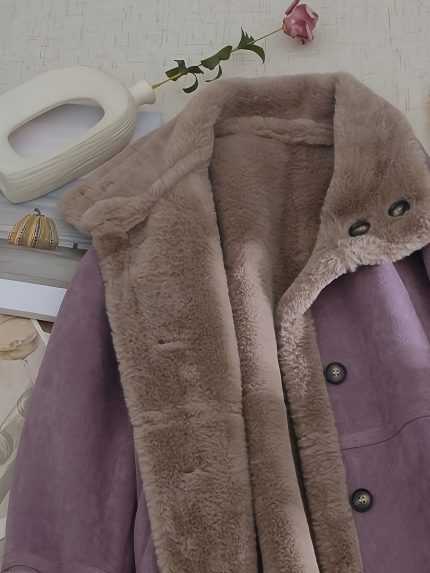 Plus Size, 2025 New Fashion Purple Oversized Winter Coat for Women, Korean Style Sweet Post-Apocalyptic Loose Fit Youthful -Lined Thickened Outerwear
